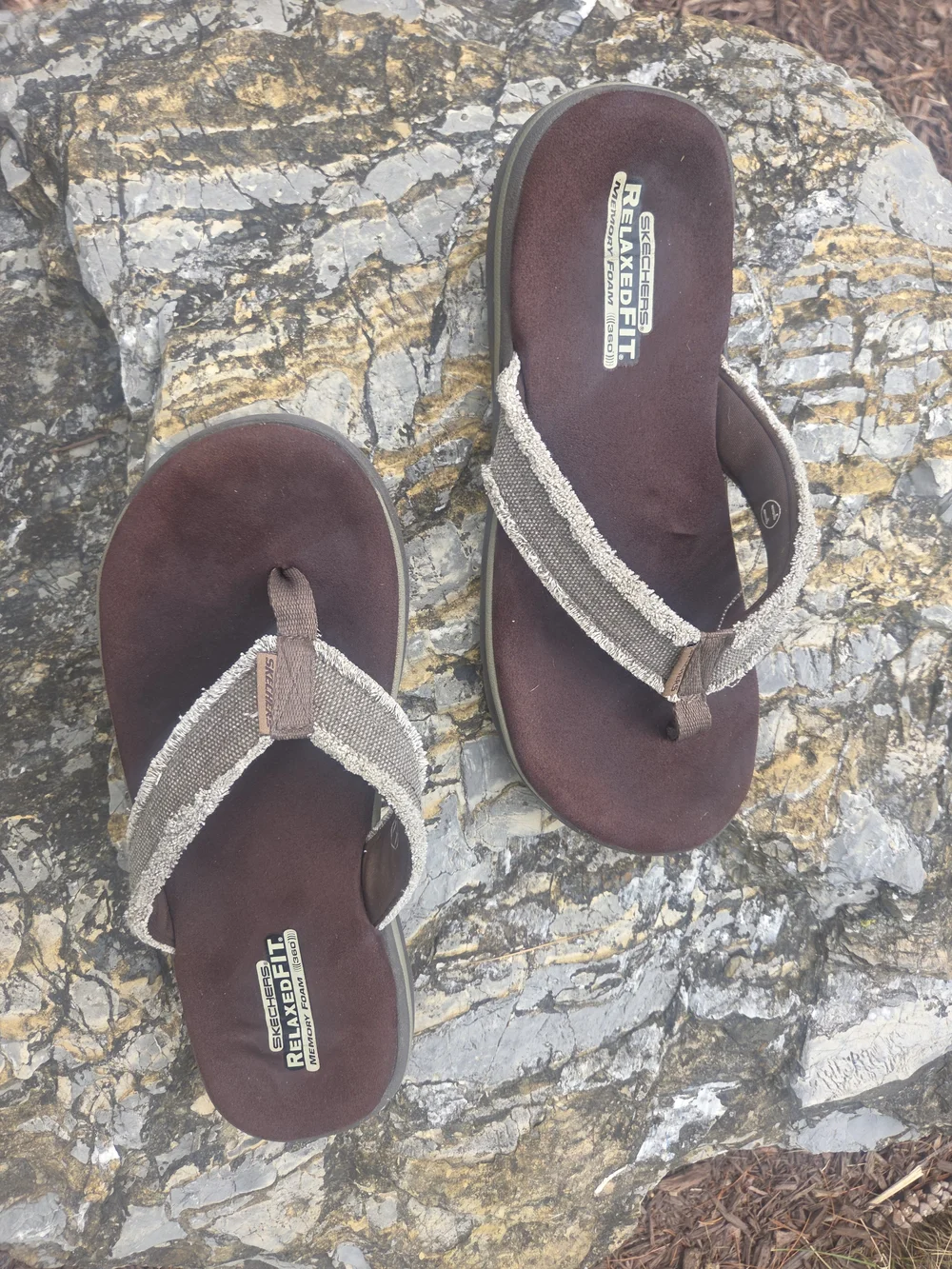 Skechers Kids Brown Flip-Flop Sandals with Cream Straps